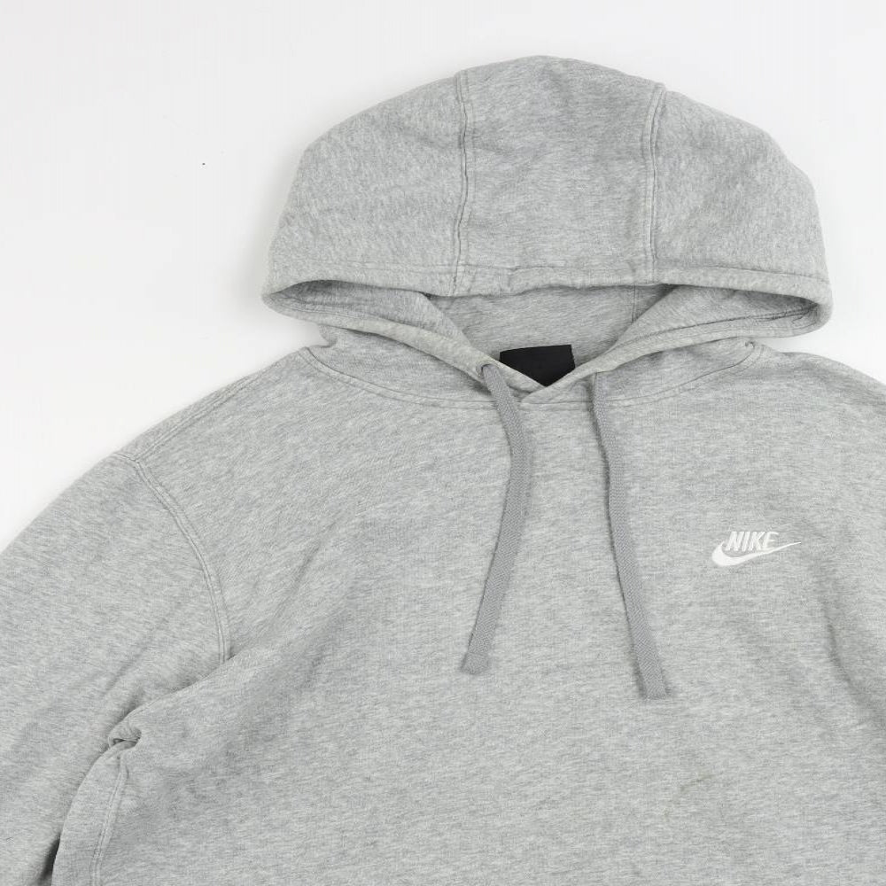 Nike Mens Grey Cotton Pullover Hoodie Size M - Vintage Logo