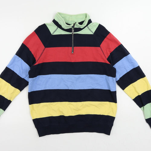 Cotton Traders Womens Multicoloured Striped Cotton Pullover Sweatshirt Size S Zip - Vintage