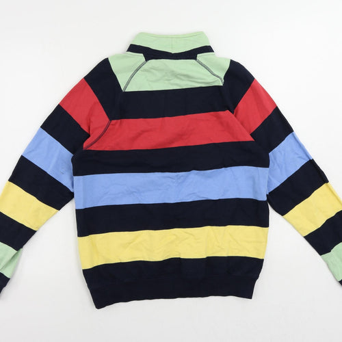Cotton Traders Womens Multicoloured Striped Cotton Pullover Sweatshirt Size S Zip - Vintage