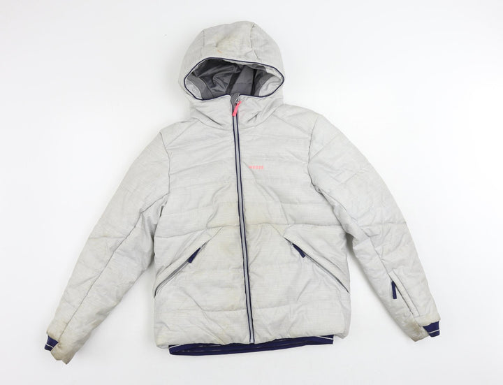 Wedze Girls Grey Puffer Jacket Jacket Size 12 Years Zip - Technical Waterproof Windproof Hooded