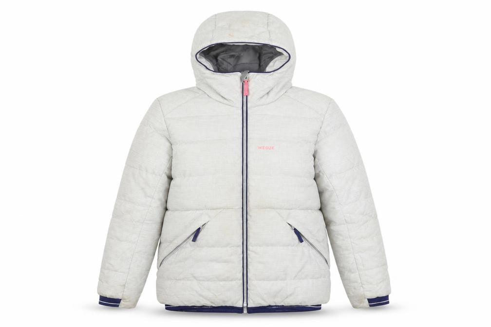 Wedze Girls Grey Puffer Jacket Jacket Size 12 Years Zip - Technical Waterproof Windproof Hooded