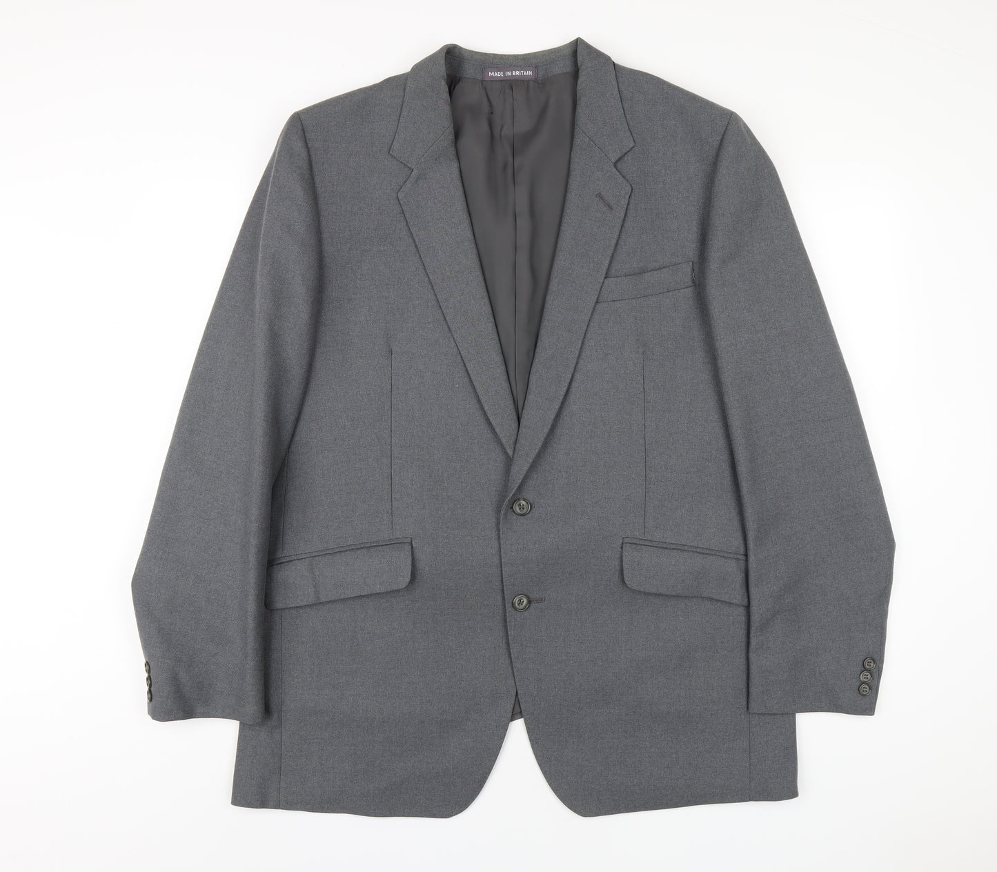 Dunn & Co Mens Grey Polyester Jacket Blazer Size 46 Regular