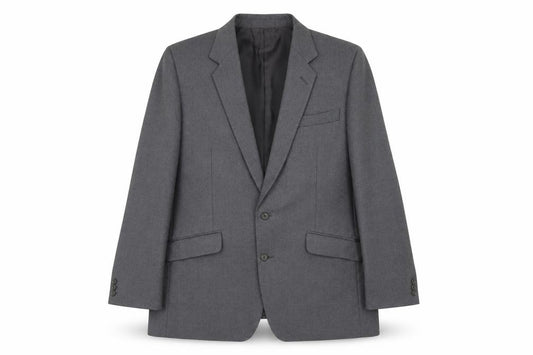 Front view of Dunn & Co men’s grey polyester jacket blazer, size 46, regular