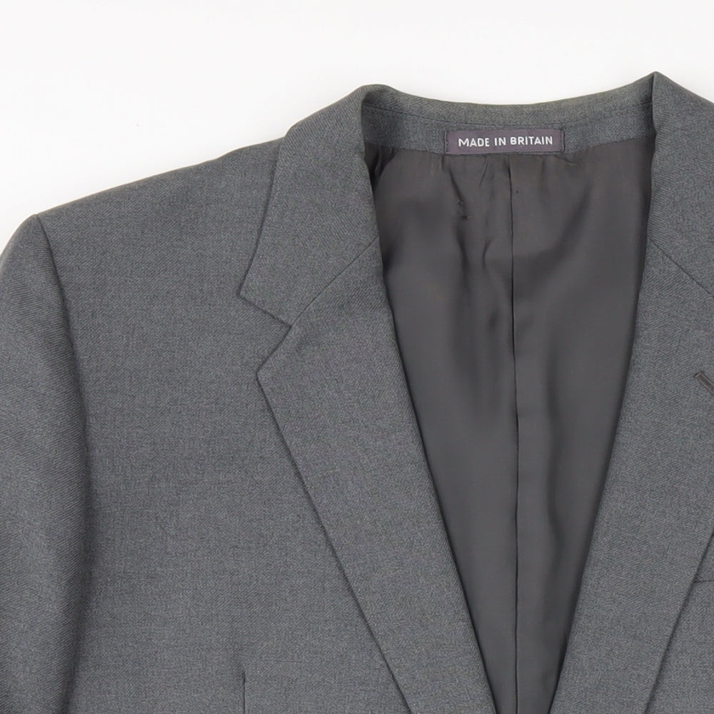 Dunn & Co Mens Grey Polyester Jacket Blazer Size 46 Regular