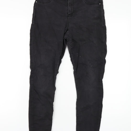 Dorothy Perkins Womens Black Cotton Skinny Jeans Size 12 L28 in Regular Zip