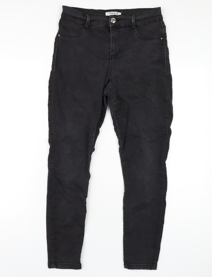 Dorothy Perkins Womens Black Cotton Skinny Jeans Size 12 L28 in Regular Zip