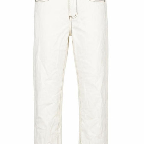 PRETTYLITTLETHING Womens Ivory Cotton Straight Jeans Size 4 L28 in Regular Zip
