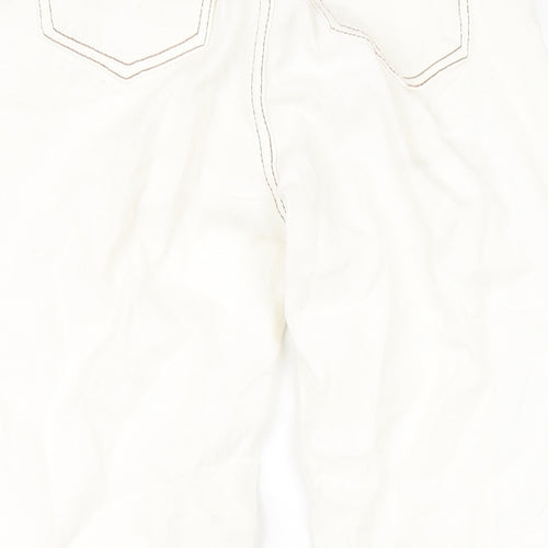 PRETTYLITTLETHING Womens Ivory Cotton Straight Jeans Size 4 L28 in Regular Zip