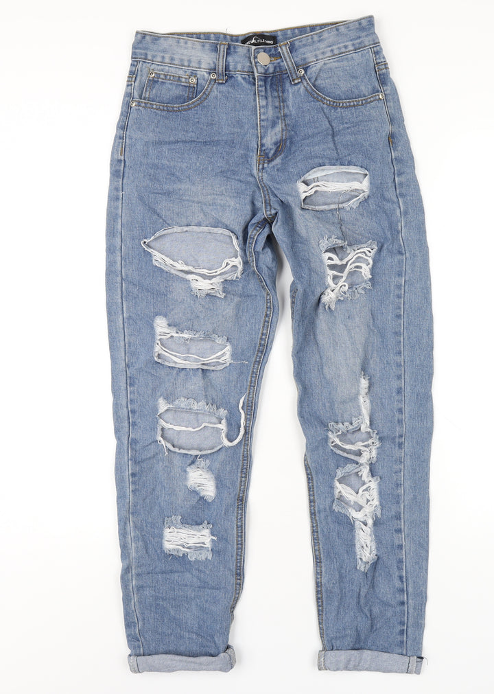 PRETTYLITTLETHING Womens Blue Cotton Mom Jeans Size 6 L27 in Regular Zip