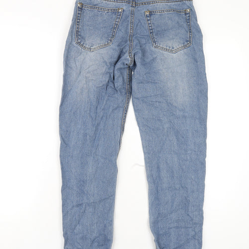 PRETTYLITTLETHING Womens Blue Cotton Mom Jeans Size 6 L27 in Regular Zip