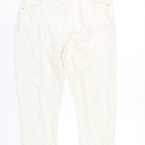 Pull&Bear Womens Ivory Cotton Straight Jeans Size 36 in L27 in Regular Zip