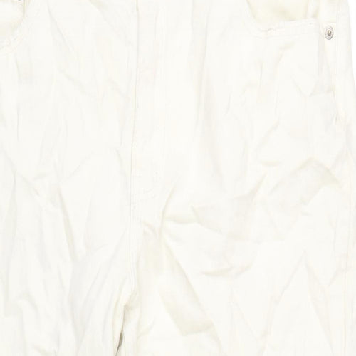 Pull&Bear Womens Ivory Cotton Straight Jeans Size 36 in L27 in Regular Zip