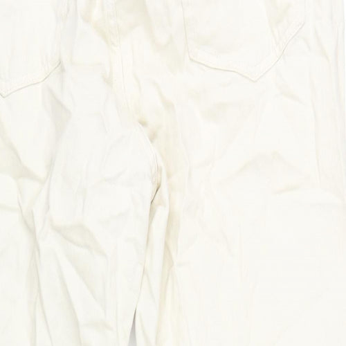 Pull&Bear Womens Ivory Cotton Straight Jeans Size 36 in L27 in Regular Zip