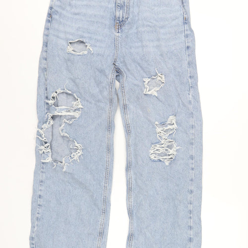 Denim & Co. Womens Blue Cotton Straight Jeans Size 12 L32 in Regular Zip