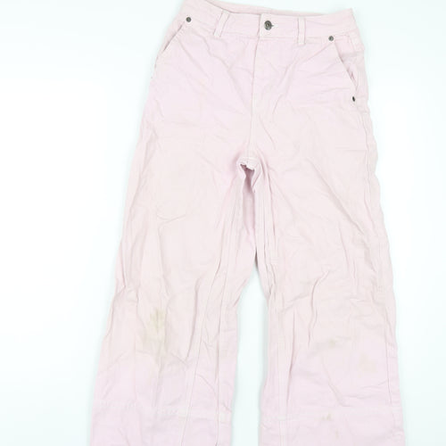 Topshop Womens Pink Polyester Wide-Leg Jeans Size 26 in L32 in Regular Zip