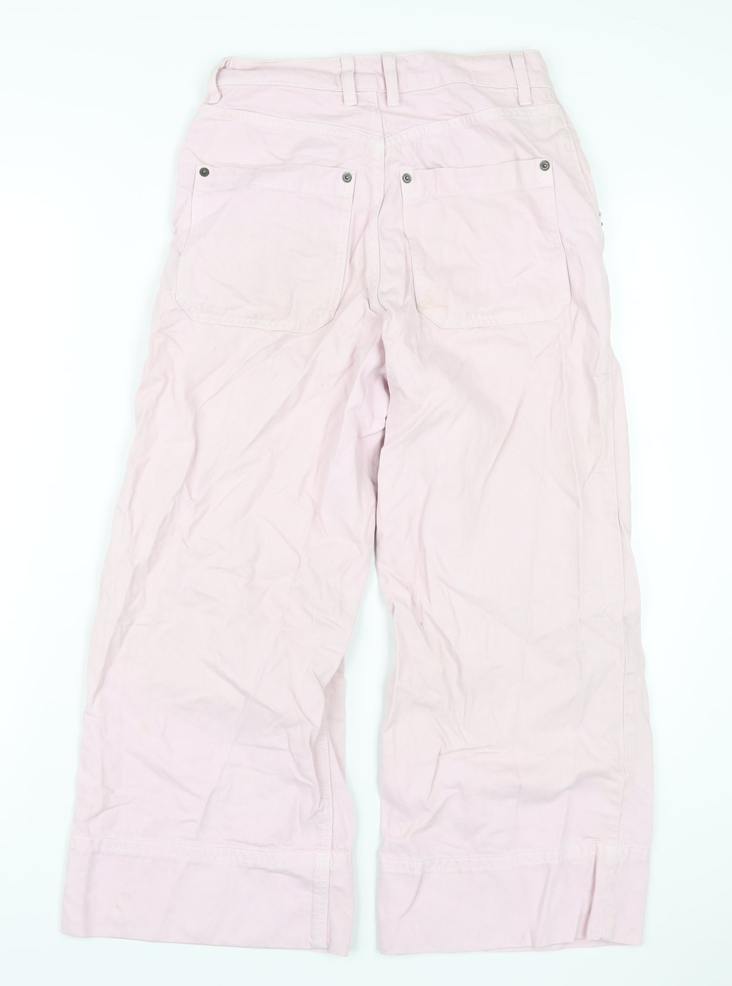 Topshop Womens Pink Polyester Wide-Leg Jeans Size 26 in L32 in Regular Zip