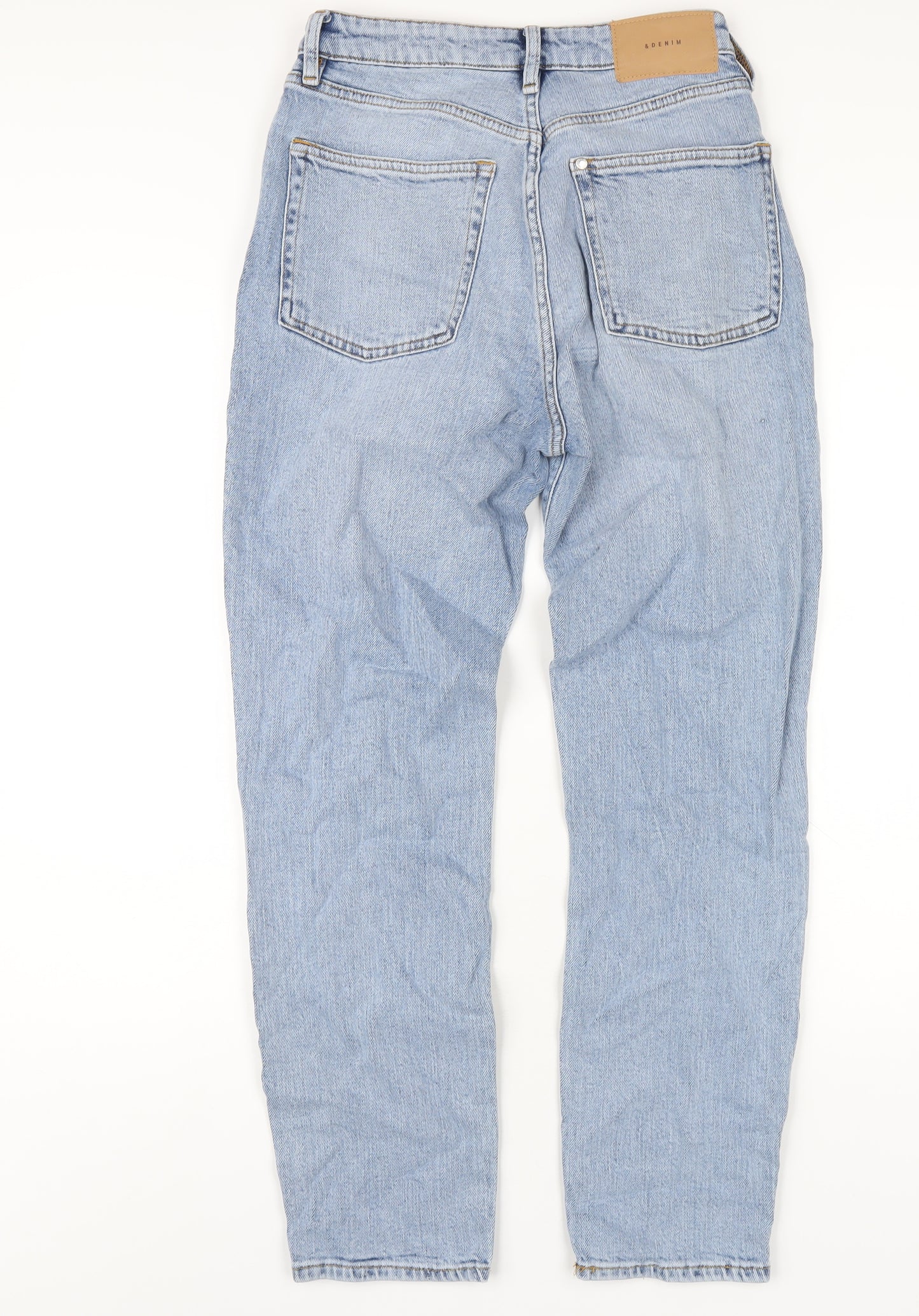 H&M Womens Blue Cotton Straight Jeans Size 8 L28 in Regular Zip