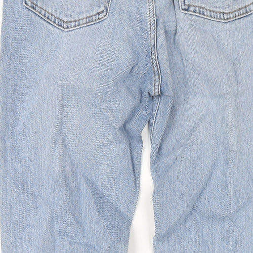 H&M Womens Blue Cotton Straight Jeans Size 8 L28 in Regular Zip