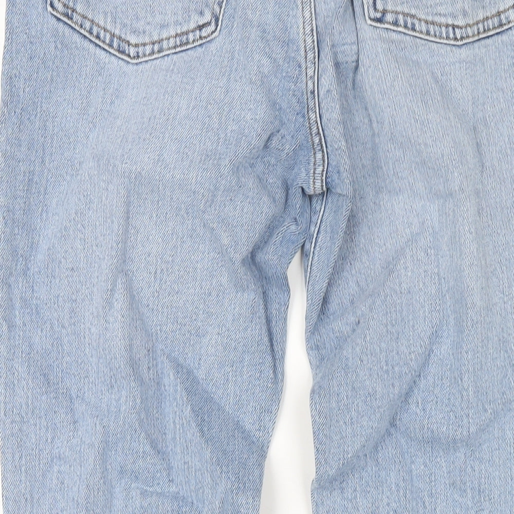 H&M Womens Blue Cotton Straight Jeans Size 8 L28 in Regular Zip