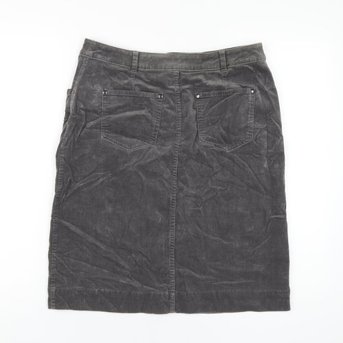 Per Una Womens Grey Cotton Straight & Pencil Skirt Size 12 Zip