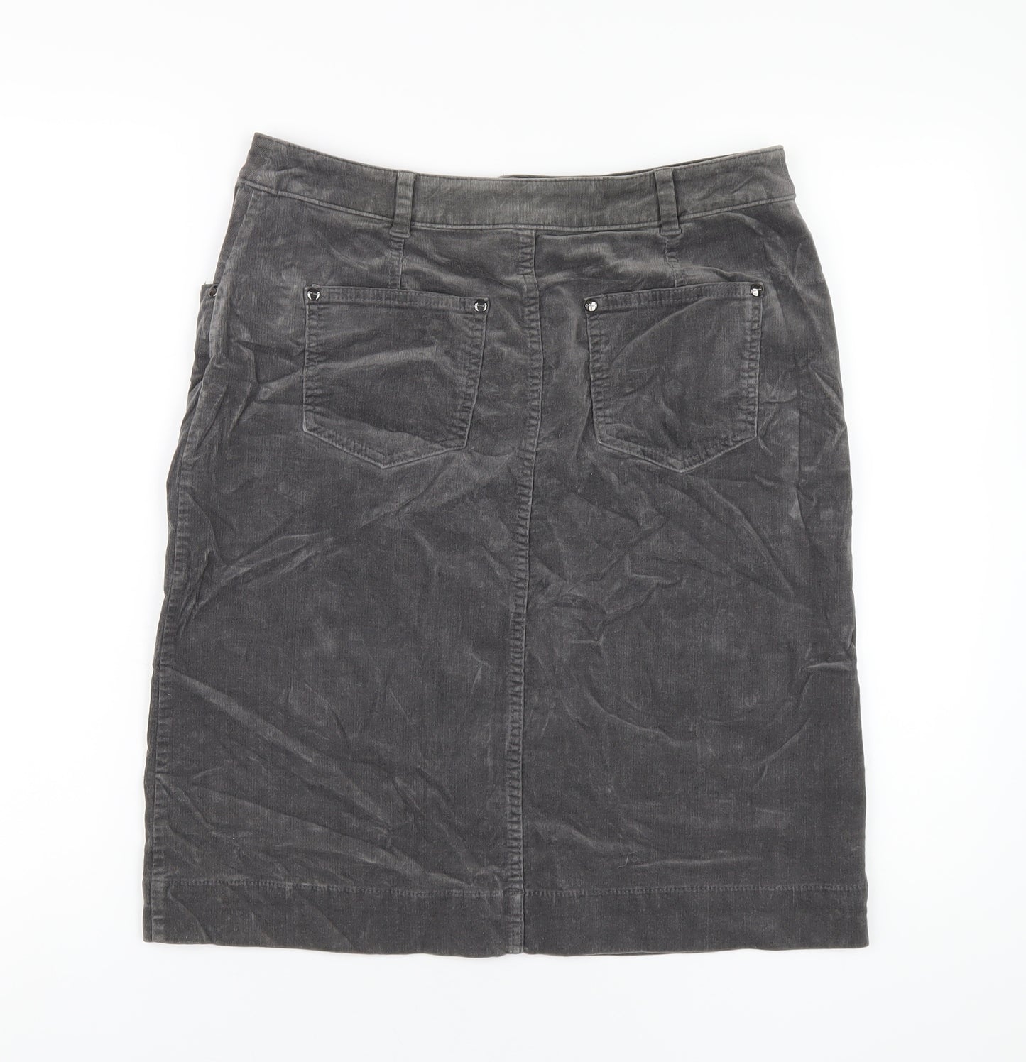 Per Una Womens Grey Cotton Straight & Pencil Skirt Size 12 Zip