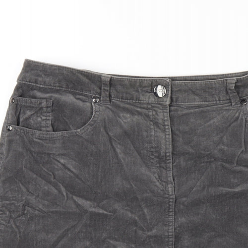 Per Una Womens Grey Cotton Straight & Pencil Skirt Size 12 Zip
