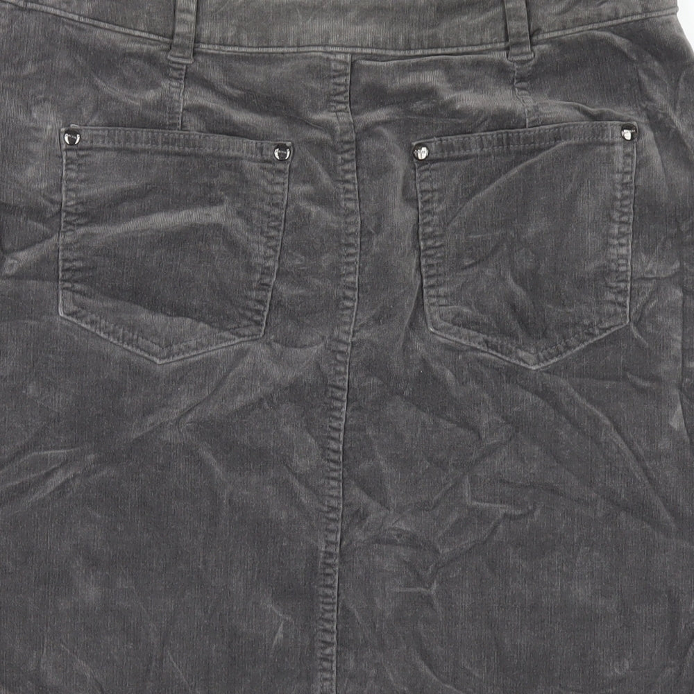 Per Una Womens Grey Cotton Straight & Pencil Skirt Size 12 Zip