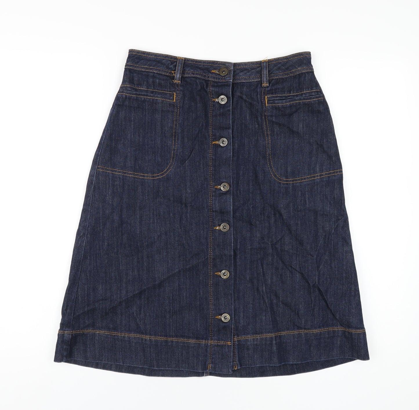 Hobbs Womens Blue Cotton A-Line Skirt Size 10 Button
