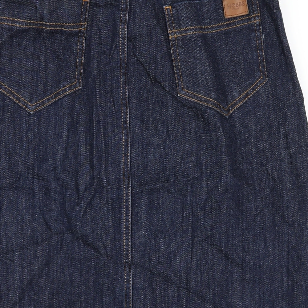Hobbs Womens Blue Cotton A-Line Skirt Size 10 Button