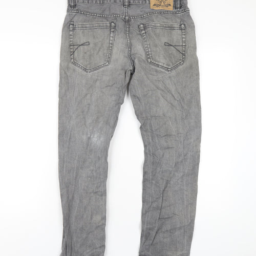 Red Herring Mens Grey Cotton Straight Jeans Size 32 in L28 in Regular Zip