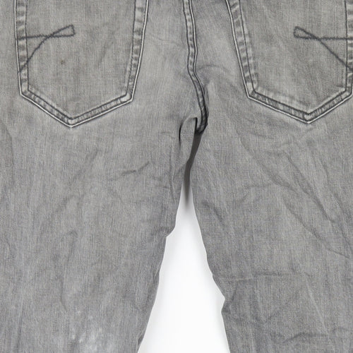 Red Herring Mens Grey Cotton Straight Jeans Size 32 in L28 in Regular Zip