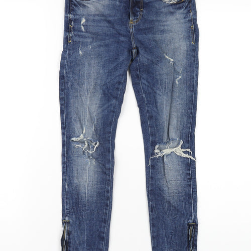 Zara Womens Blue Cotton Skinny Jeans Size 6 L26 in Regular Zip
