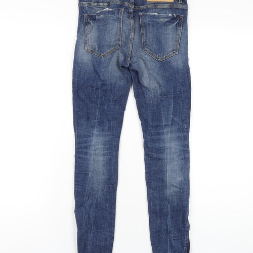 Zara Womens Blue Cotton Skinny Jeans Size 6 L26 in Regular Zip