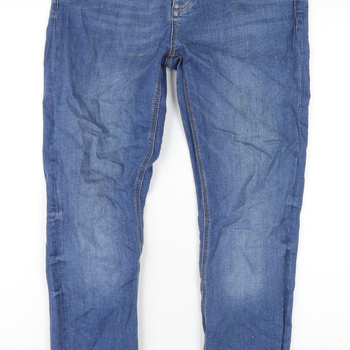 River Island Mens Blue Cotton Skinny Jeans Size 28 in L30 in Regular Zip