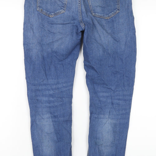 River Island Mens Blue Cotton Skinny Jeans Size 28 in L30 in Regular Zip