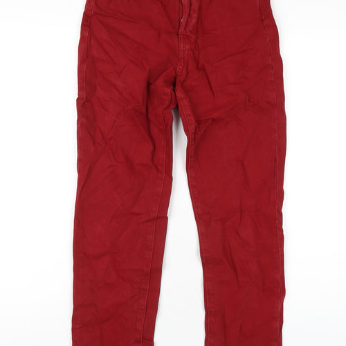 H&M Womens Red Cotton Straight Jeans Size 25 in L29 in Regular Button