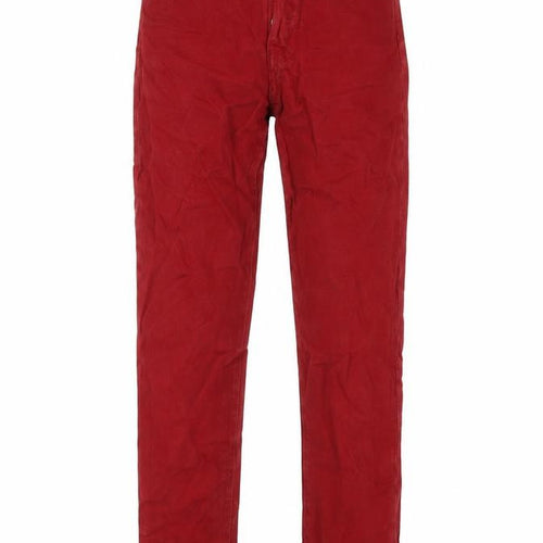 H&M Womens Red Cotton Straight Jeans Size 25 in L29 in Regular Button