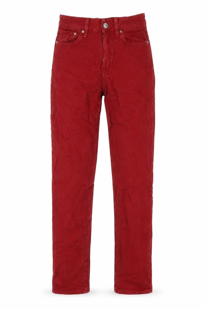 H&M Womens Red Cotton Straight Jeans Size 25 in L29 in Regular Button