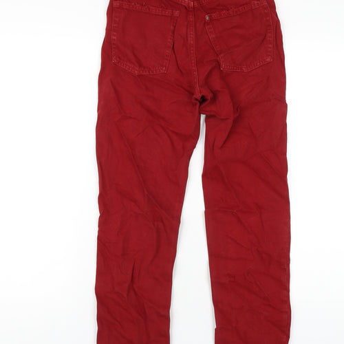 H&M Womens Red Cotton Straight Jeans Size 25 in L29 in Regular Button