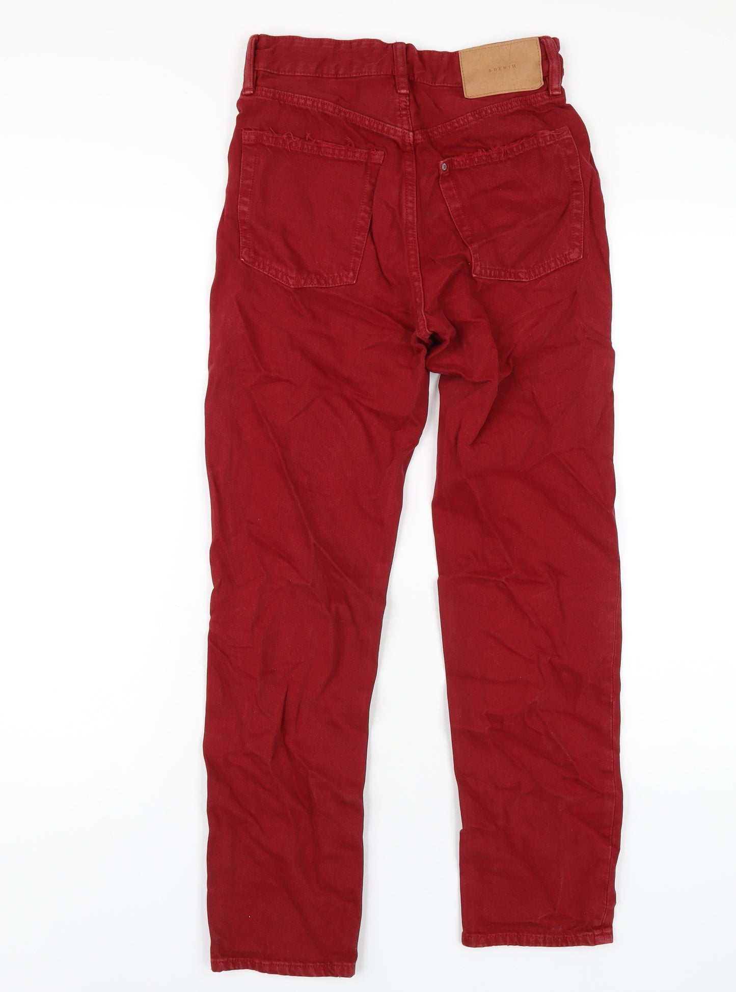 H&M Womens Red Cotton Straight Jeans Size 25 in L29 in Regular Button