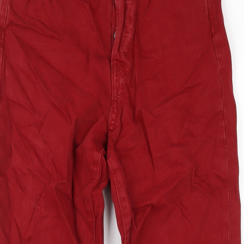 H&M Womens Red Cotton Straight Jeans Size 25 in L29 in Regular Button