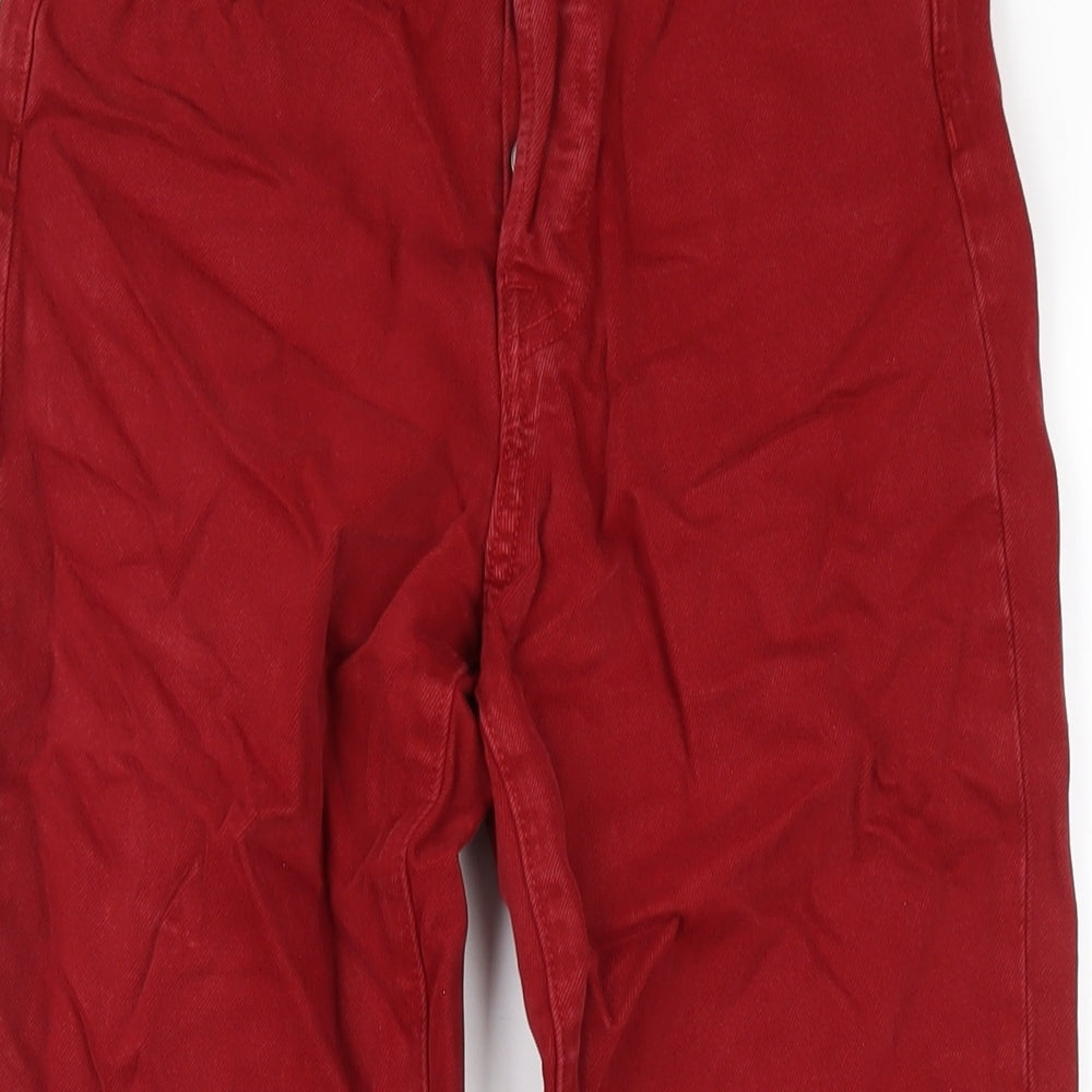H&M Womens Red Cotton Straight Jeans Size 25 in L29 in Regular Button