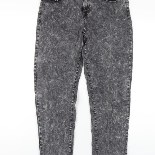 TU Womens Grey Cotton Boyfriend Jeans Size 12 L30 in Regular Zip