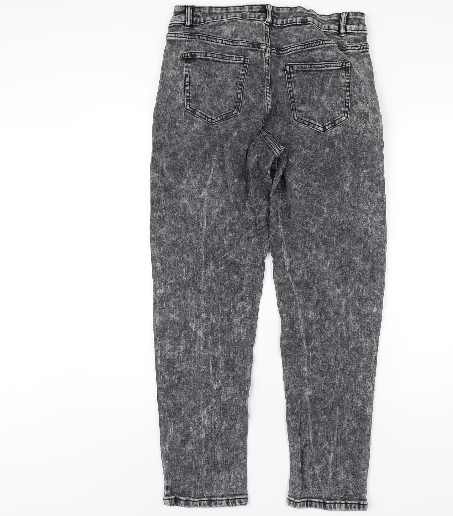 TU Womens Grey Cotton Boyfriend Jeans Size 12 L30 in Regular Zip