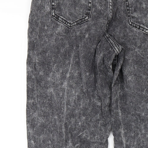 TU Womens Grey Cotton Boyfriend Jeans Size 12 L30 in Regular Zip