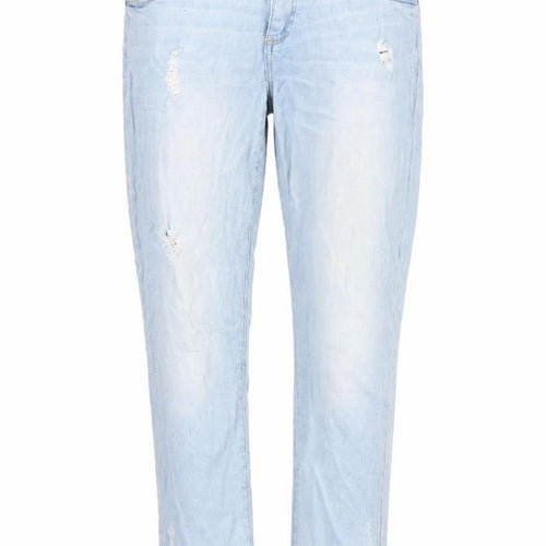 Denim & Co. Womens Blue Cotton Straight Jeans Size 14 L27 in Regular Zip