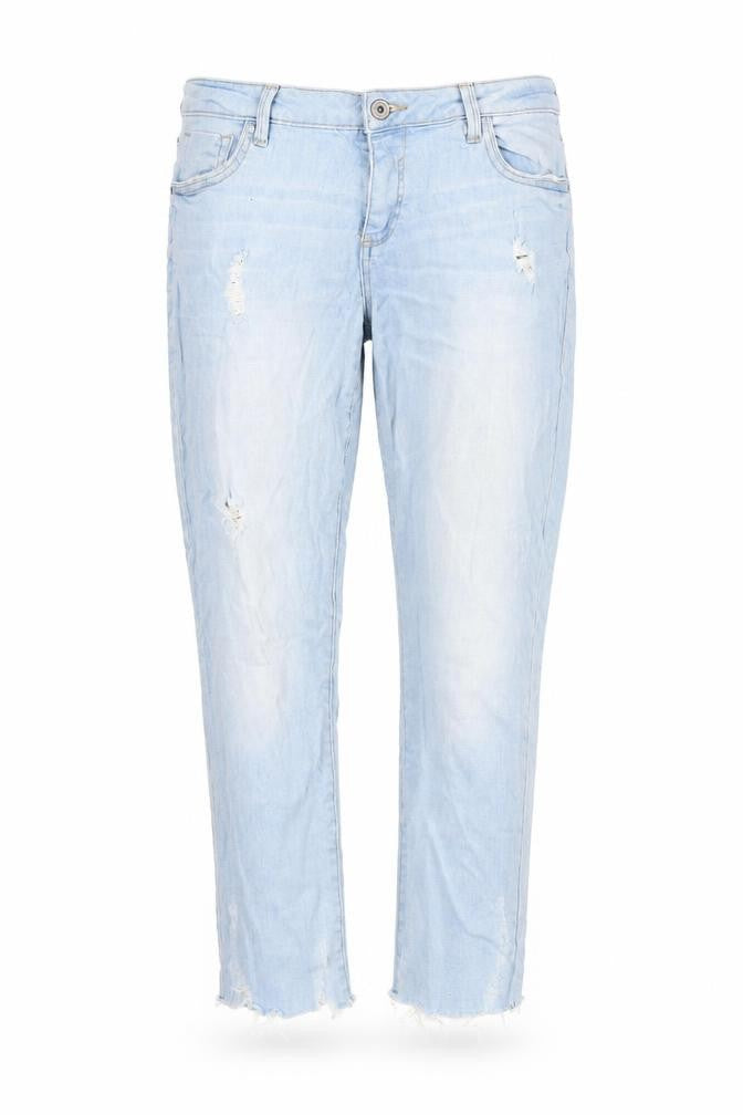 Denim & Co. Womens Blue Cotton Straight Jeans Size 14 L27 in Regular Zip