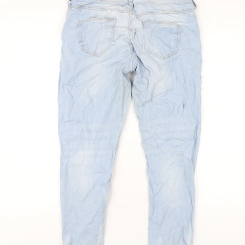 Denim & Co. Womens Blue Cotton Straight Jeans Size 14 L27 in Regular Zip