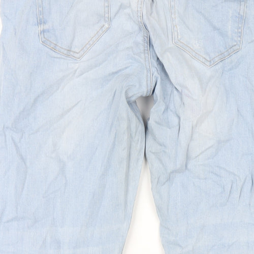 Denim & Co. Womens Blue Cotton Straight Jeans Size 14 L27 in Regular Zip