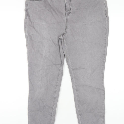 TU Womens Grey Cotton Skinny Jeans Size 16 L27 in Regular Zip